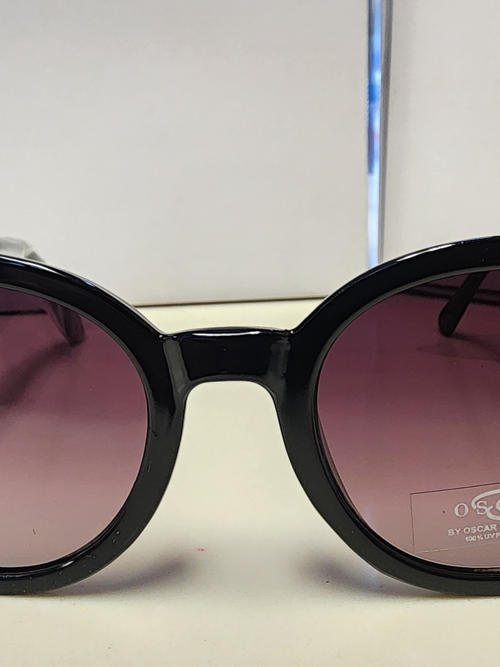 Oscar de la Renta Black Frame Sunglasses with Purple Gradient Lenses
